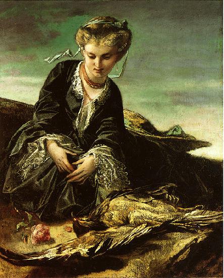 Anselm Feuerbach Das Madchen mit dem Vogel oil painting image